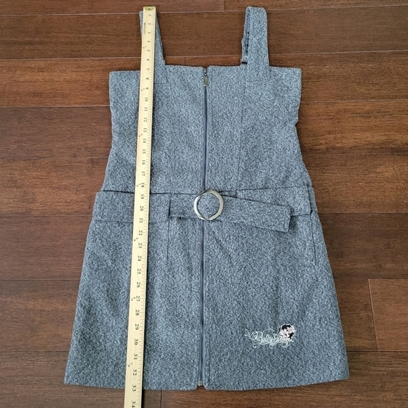 Betty Boop Gray Wool Blend Sleeveless Zip Front Jumper Dress Women's Size M - Picture 10 of 10